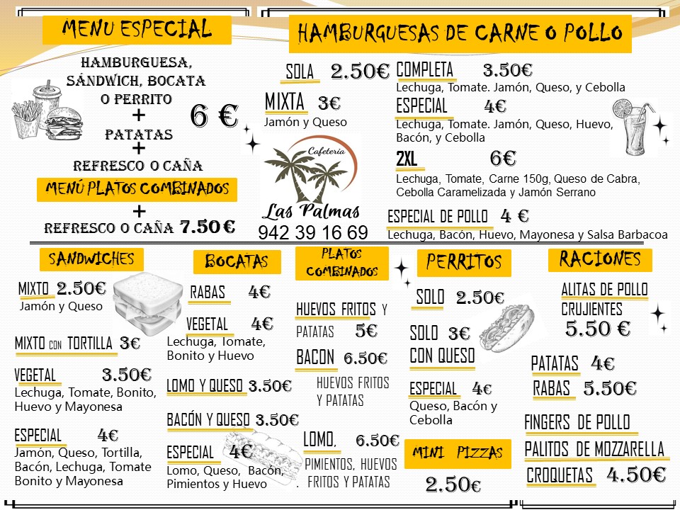 Cafeteria Las Palmas Torrelavega — Carta