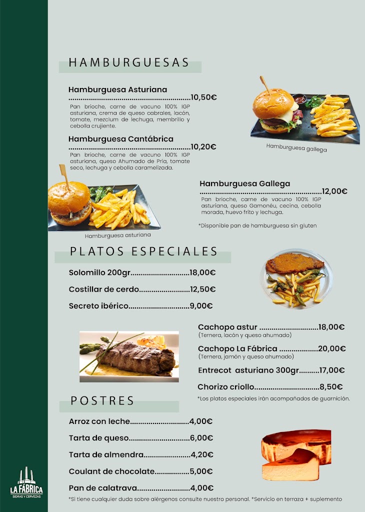 La Fabrica "Sidras y cervezas" — Carta