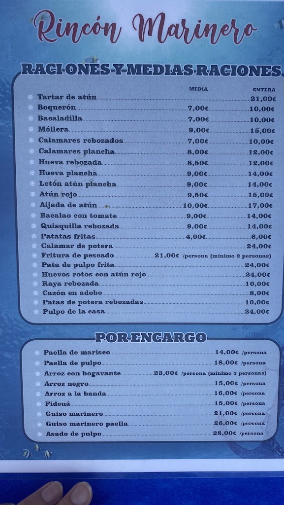 Rincon Marinero — Carta