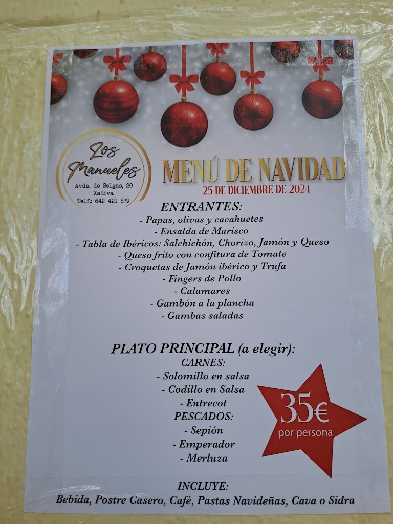 Restaurante Los Manueles — Carta