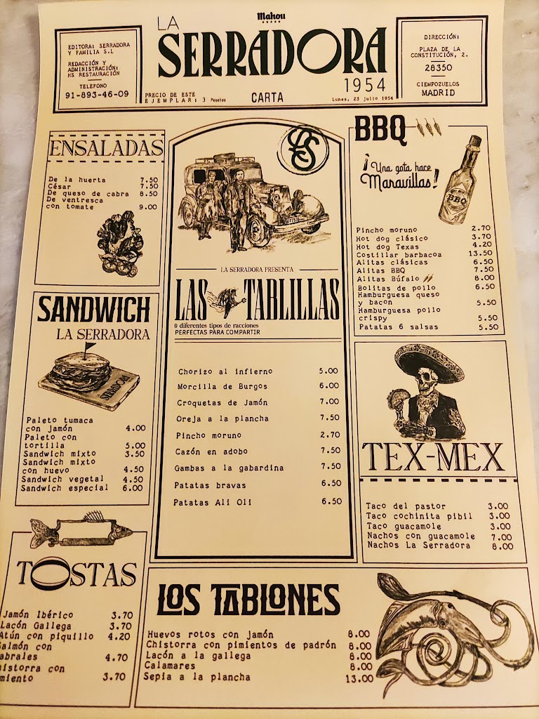 Bar Serradora — Carta