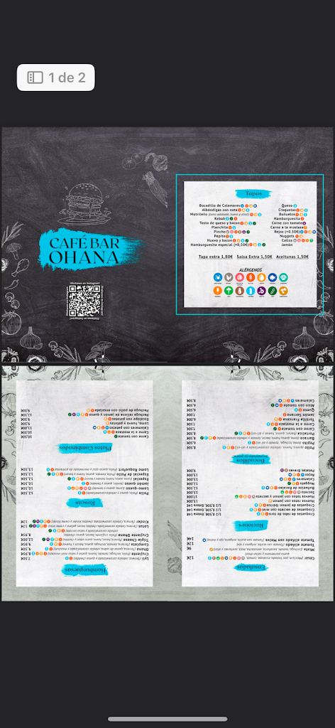 Cafe Bar Ohana — Carta