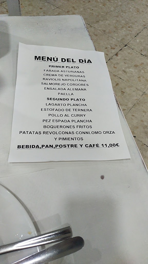 Restaurante La Huerta — Carta