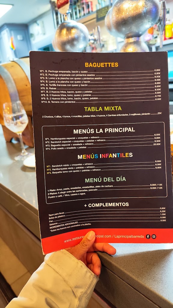 Restaurante La Principal — Carta