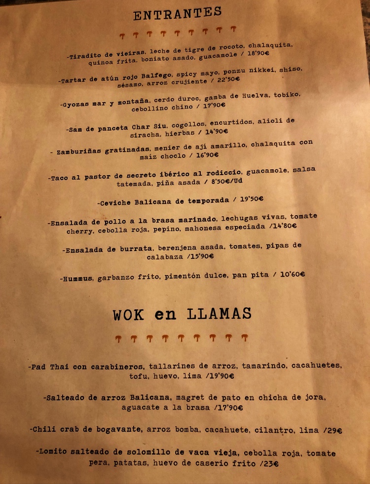 Balicana Restaurant & Lounge — Carta