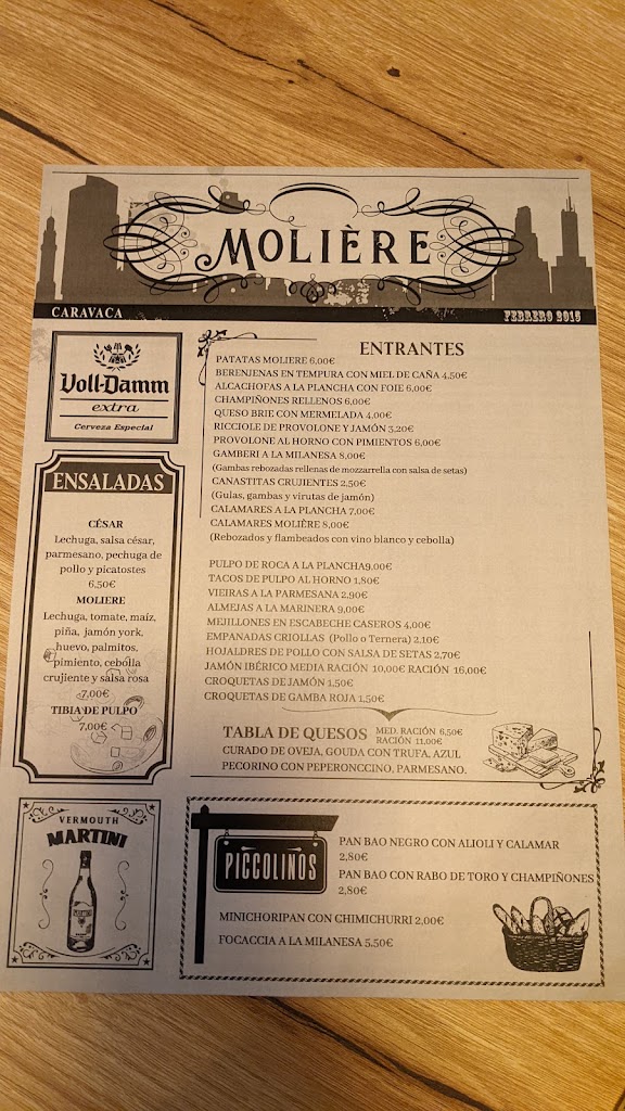 Moliere Resto-Bar & Grill — Carta