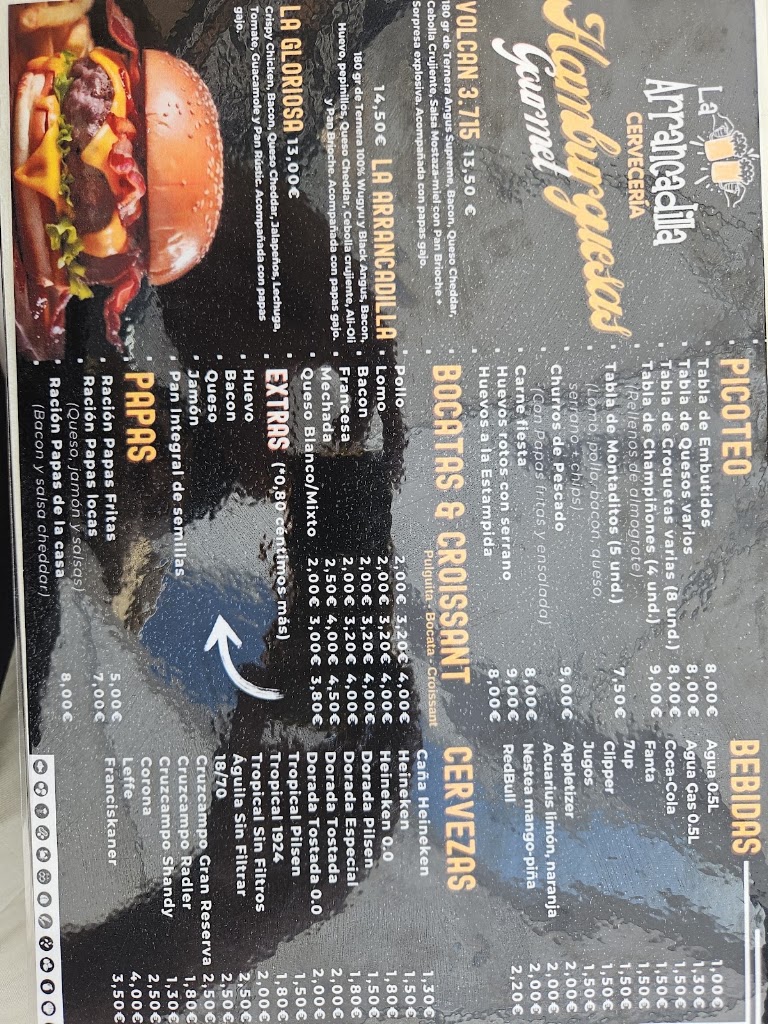 Cerveceria La Arrancadilla — Carta