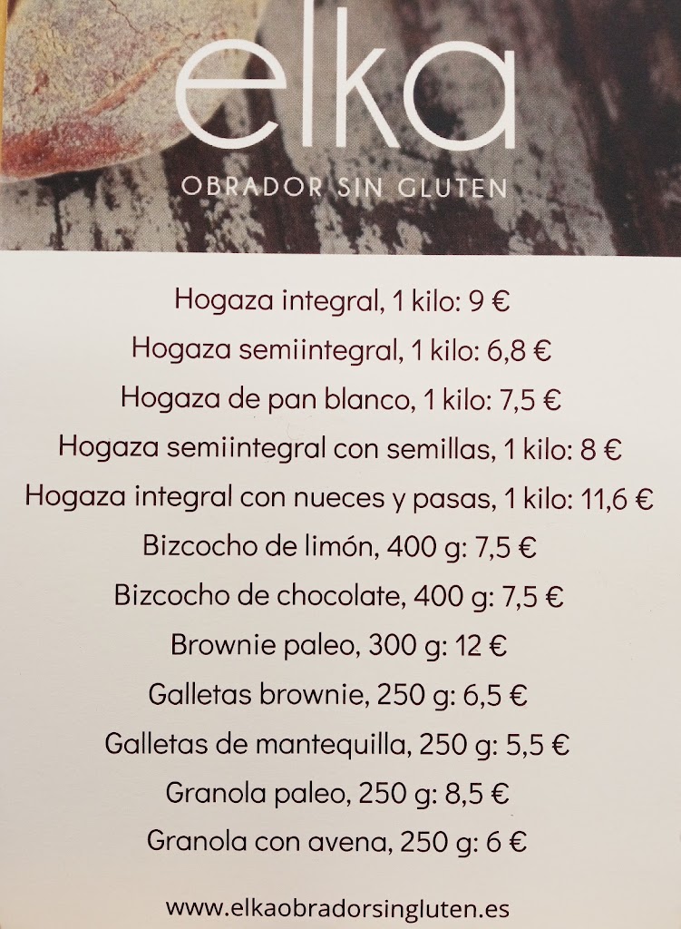 Elka Obrador sin gluten — Carta