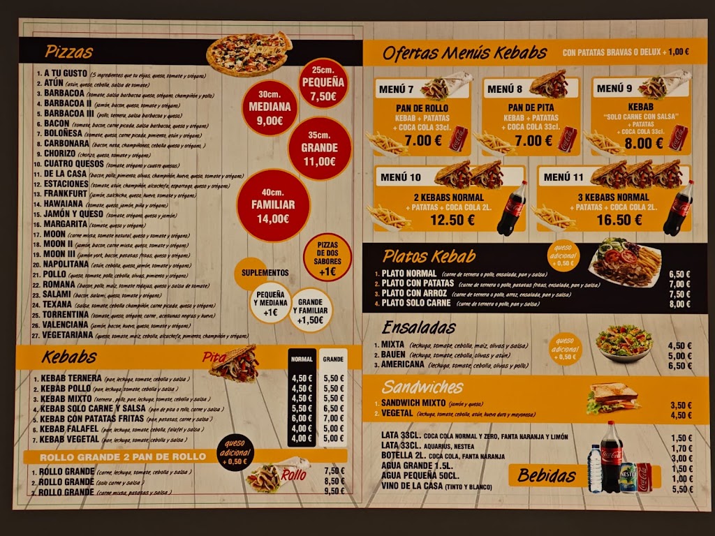 Moon Bar Cafeteria — Carta
