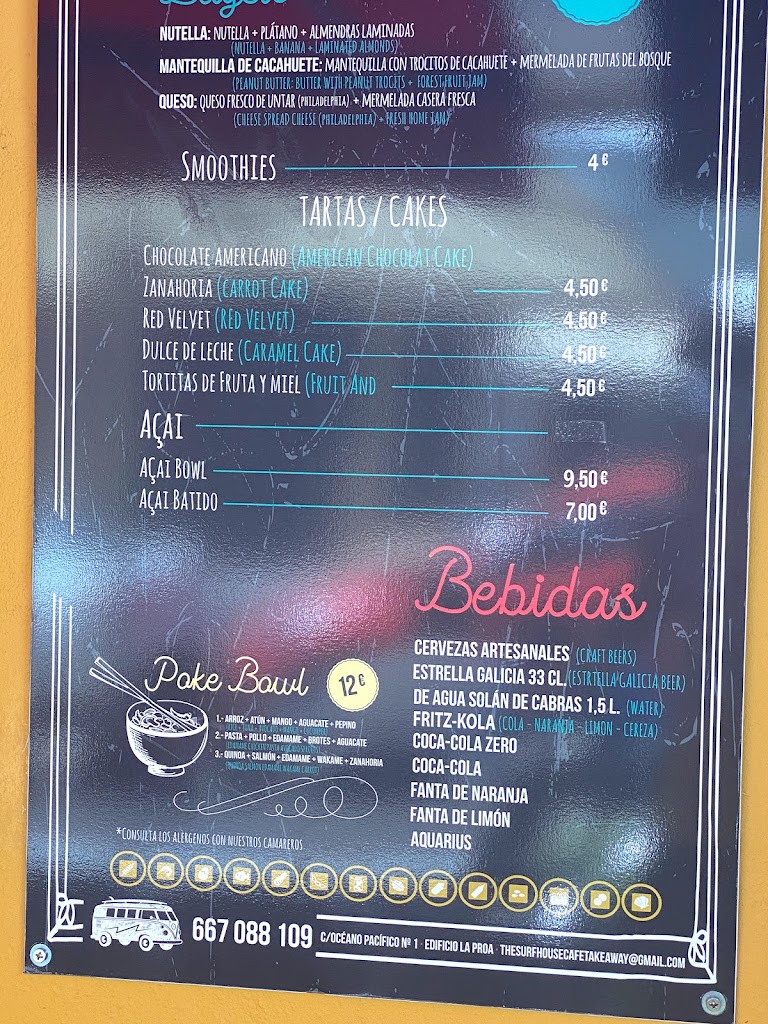 The Surf House Cafe playa — Carta