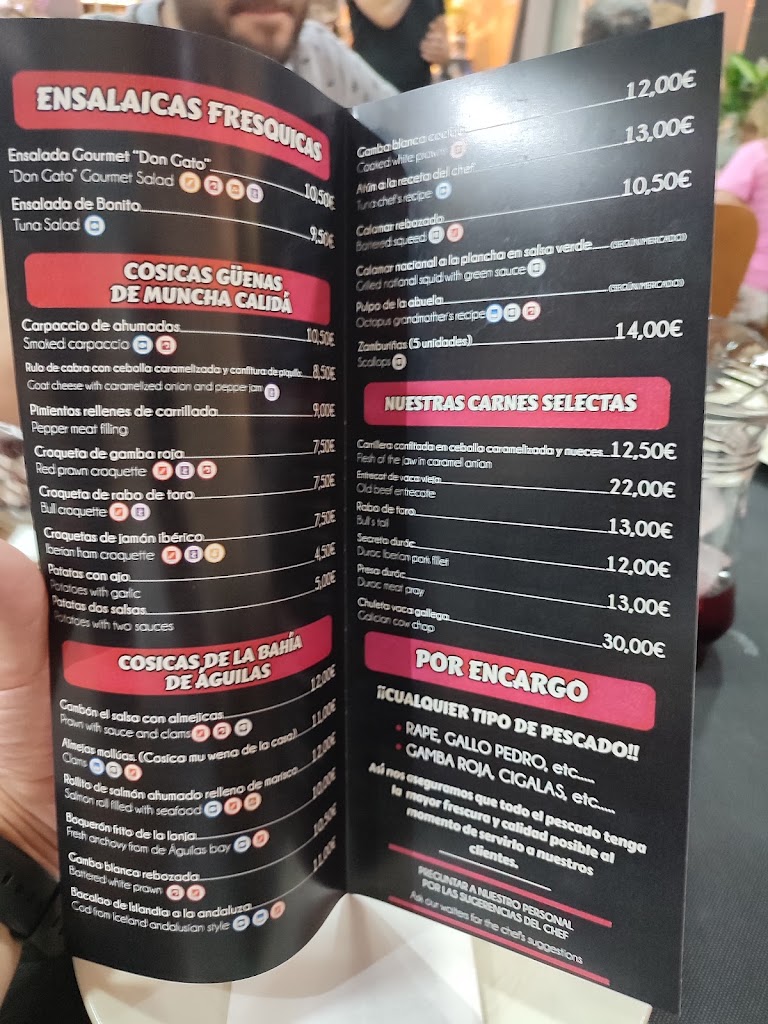 Casa Don Gato, restaurante — Carta