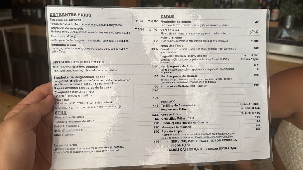 Taberna La Strazza — Carta