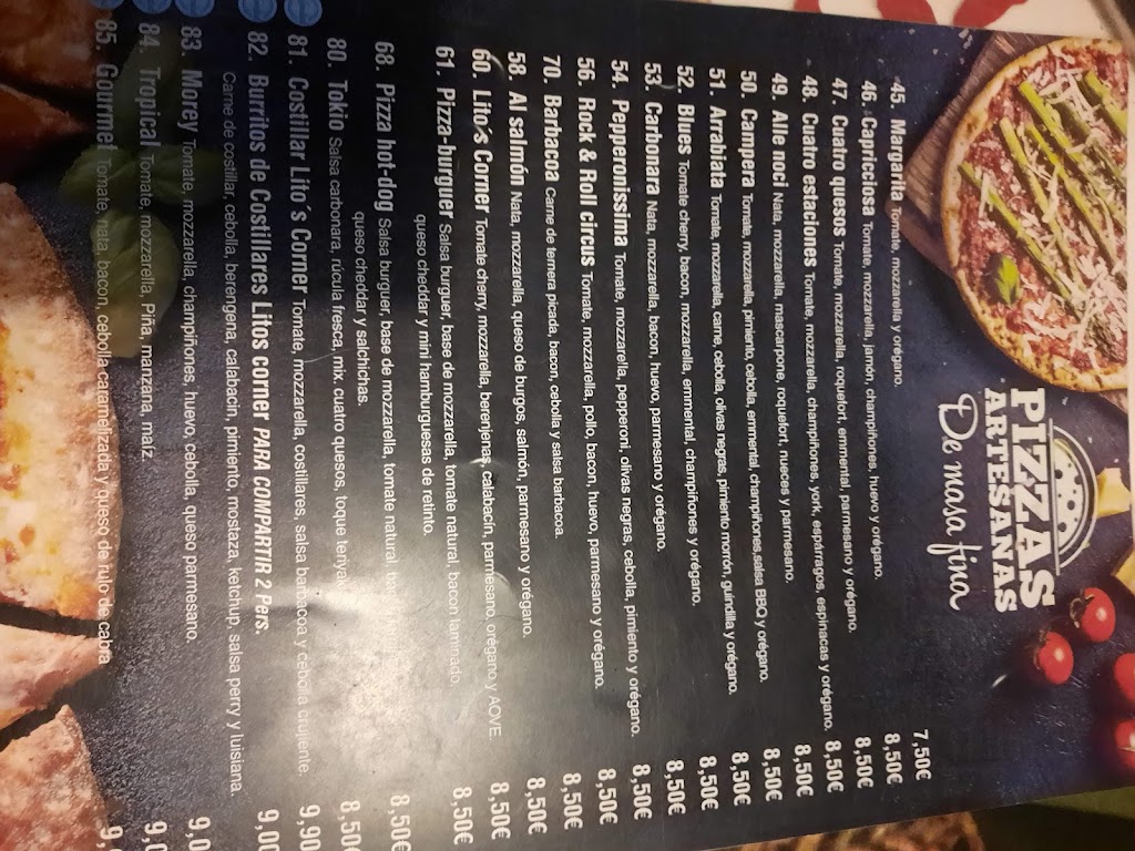 Lito's Corner American Restaurant — Carta
