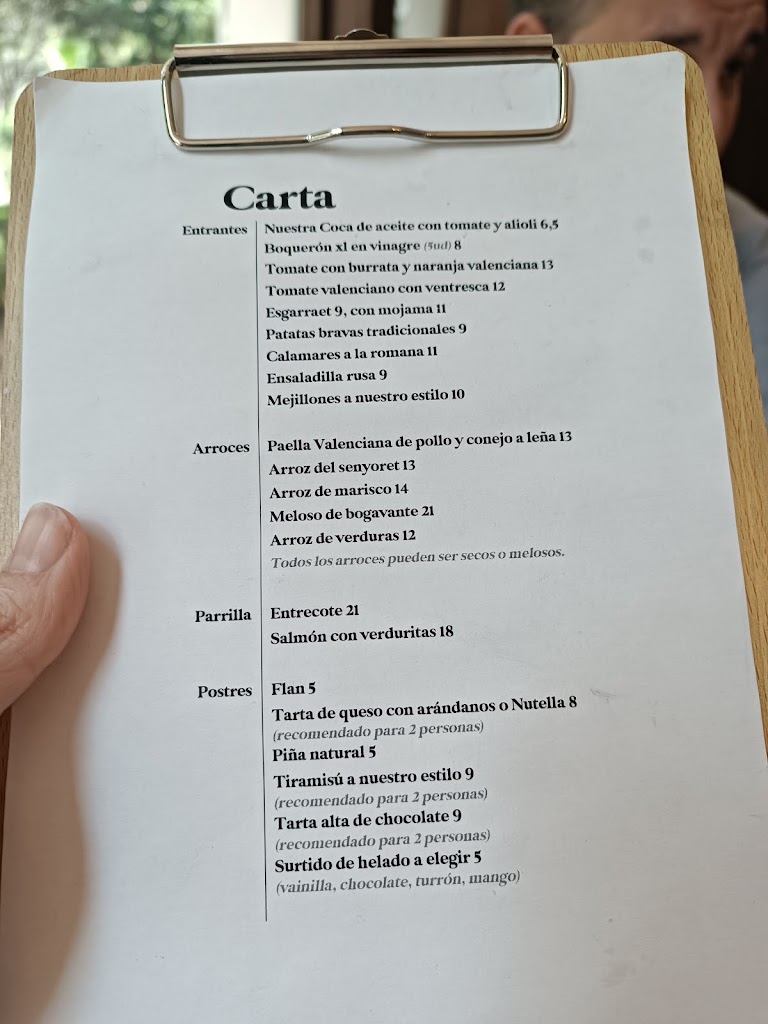 Restaurante El Romeral - Nou Romeral — Carta
