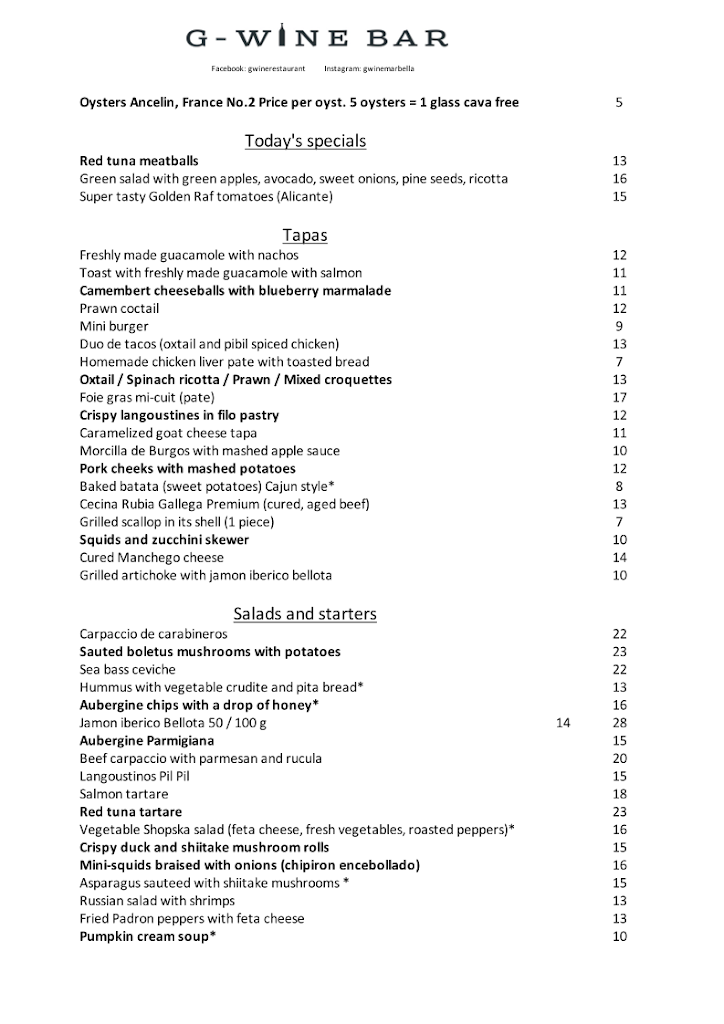 G-Wine — Carta