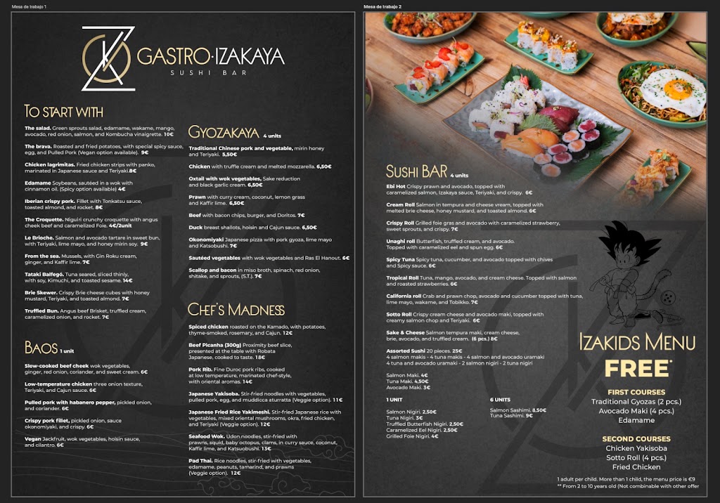 Izakaya Vic Gastro & Sushi (antic GENSO) — Carta