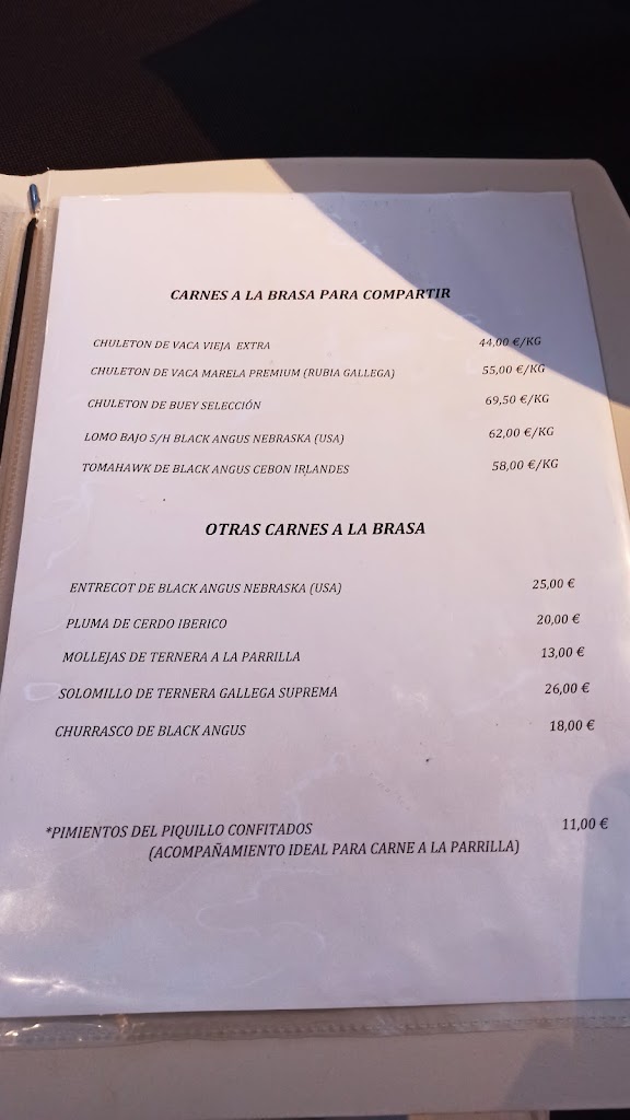 Restaurante Dame La Brasa — Carta