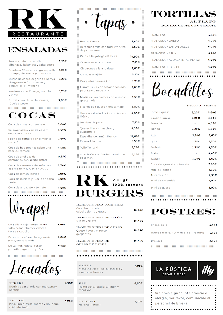 RK Cafe — Carta
