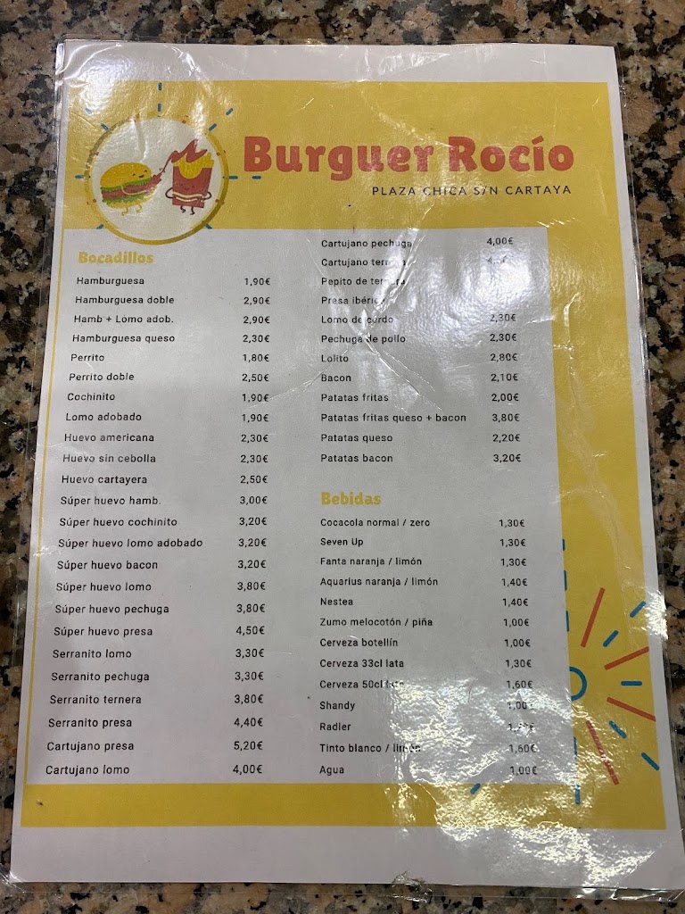 Burguer Rocio — Carta
