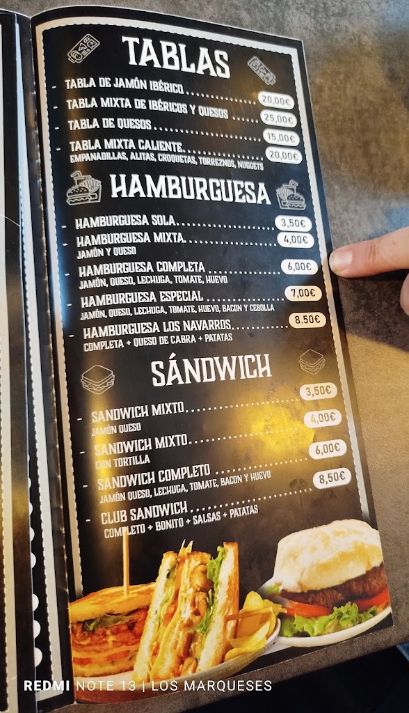 Cafe Bar Los Navarros — Carta