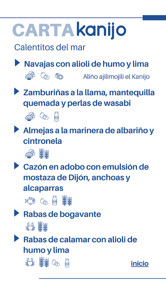 Bar Kanijo — Carta