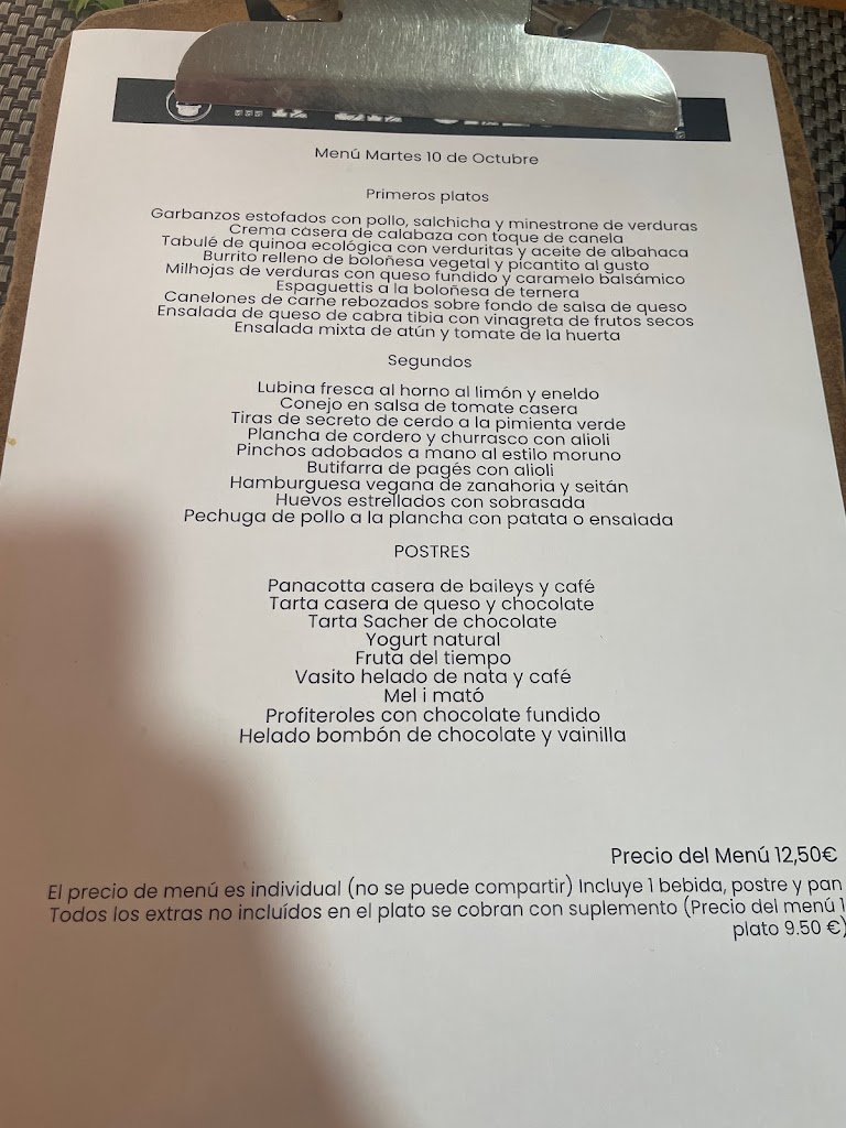 Restaurante A la Cazuela — Carta