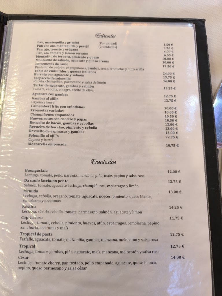 Pizzeria Da Canio Candelaria — Carta
