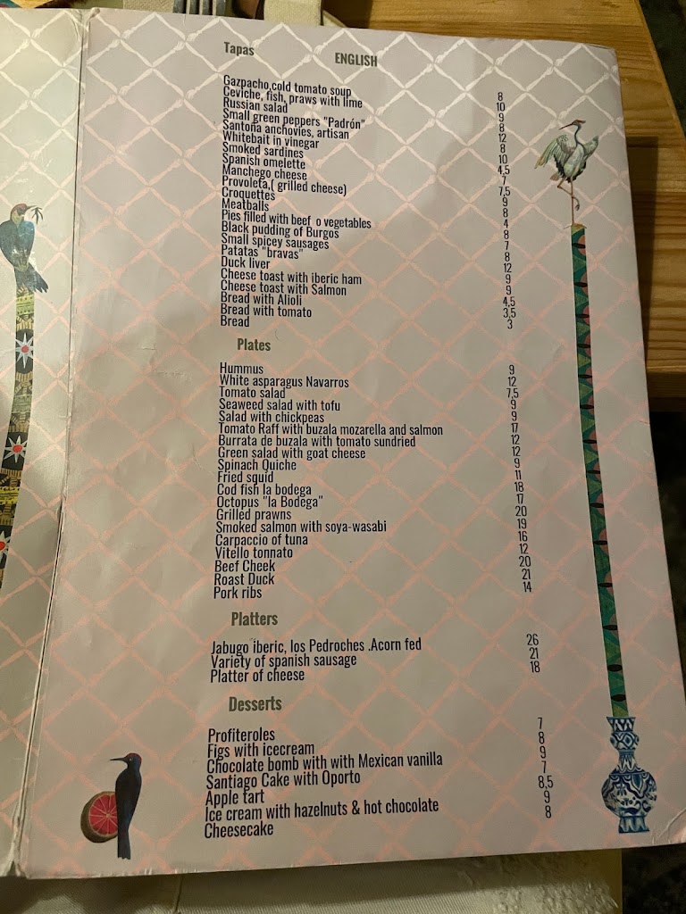 La Bodega Ibiza — Carta