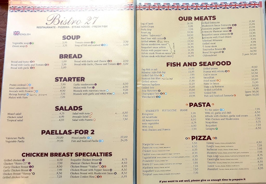 Bistro 27 — Carta