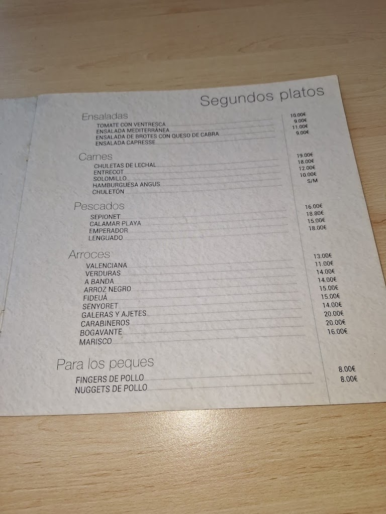 Garden-Cafe-Bar La Pergola Puerto Sagunto — Carta
