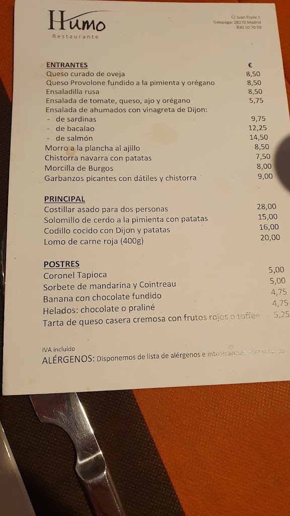 Humo — Carta