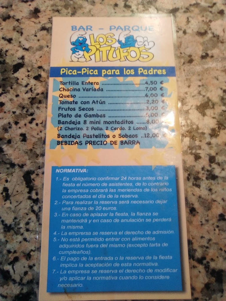Bar Pitufino — Carta