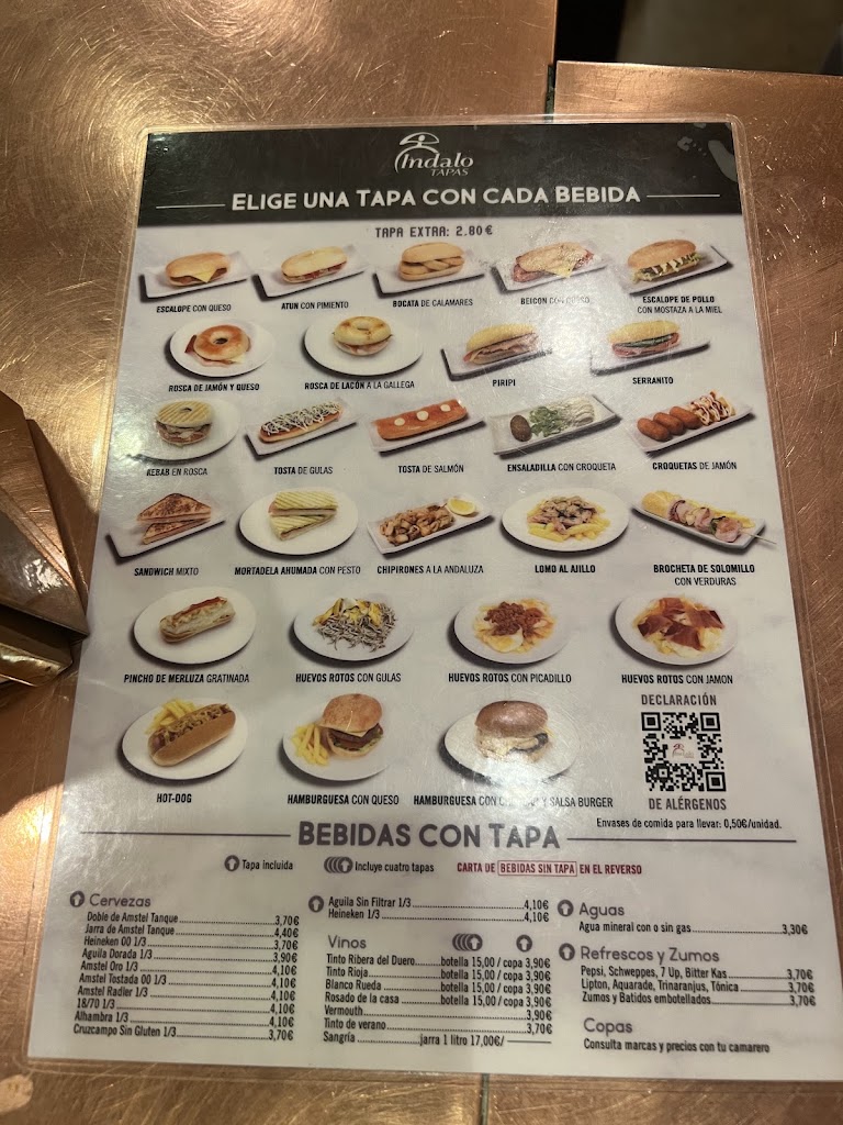 Bar Indalo Tapas — Carta