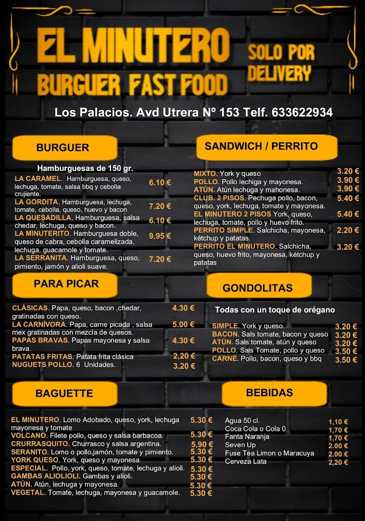 EL MINUTERO BURGUER — Carta