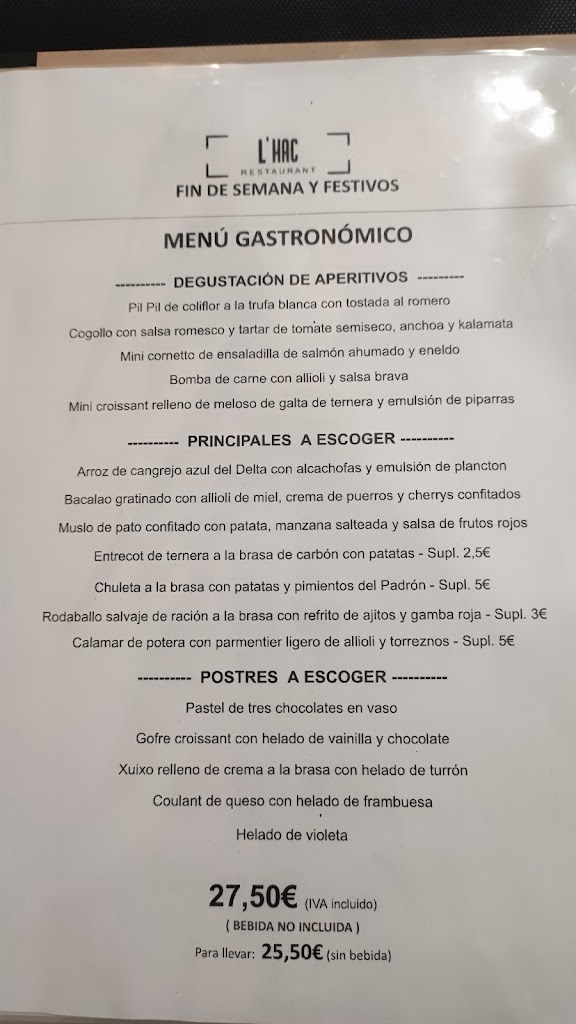 L'Hac Restaurant — Carta