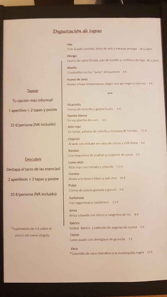 Restaurante 12 Tapas — Carta