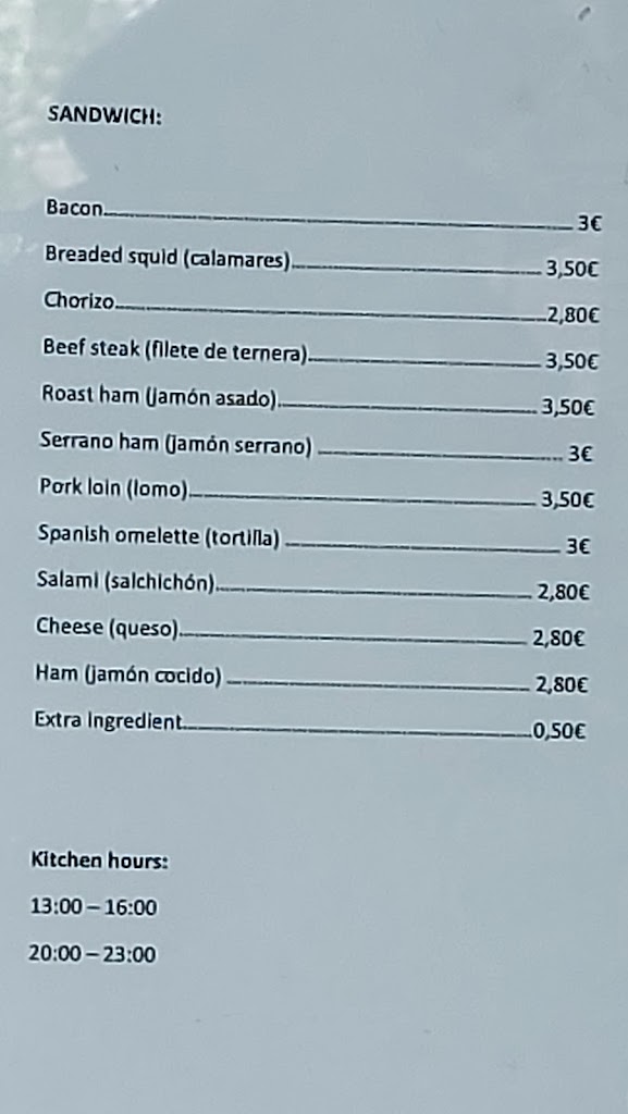 Cafe Restaurante O Xantar (Santiago de Compostela) — Carta