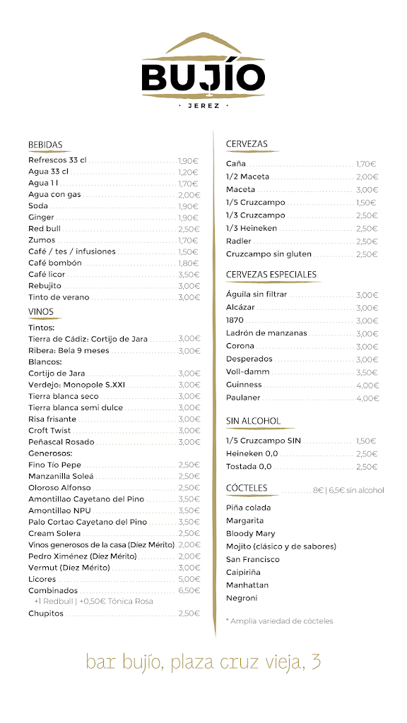 Bar Bujio - Jerez — Carta