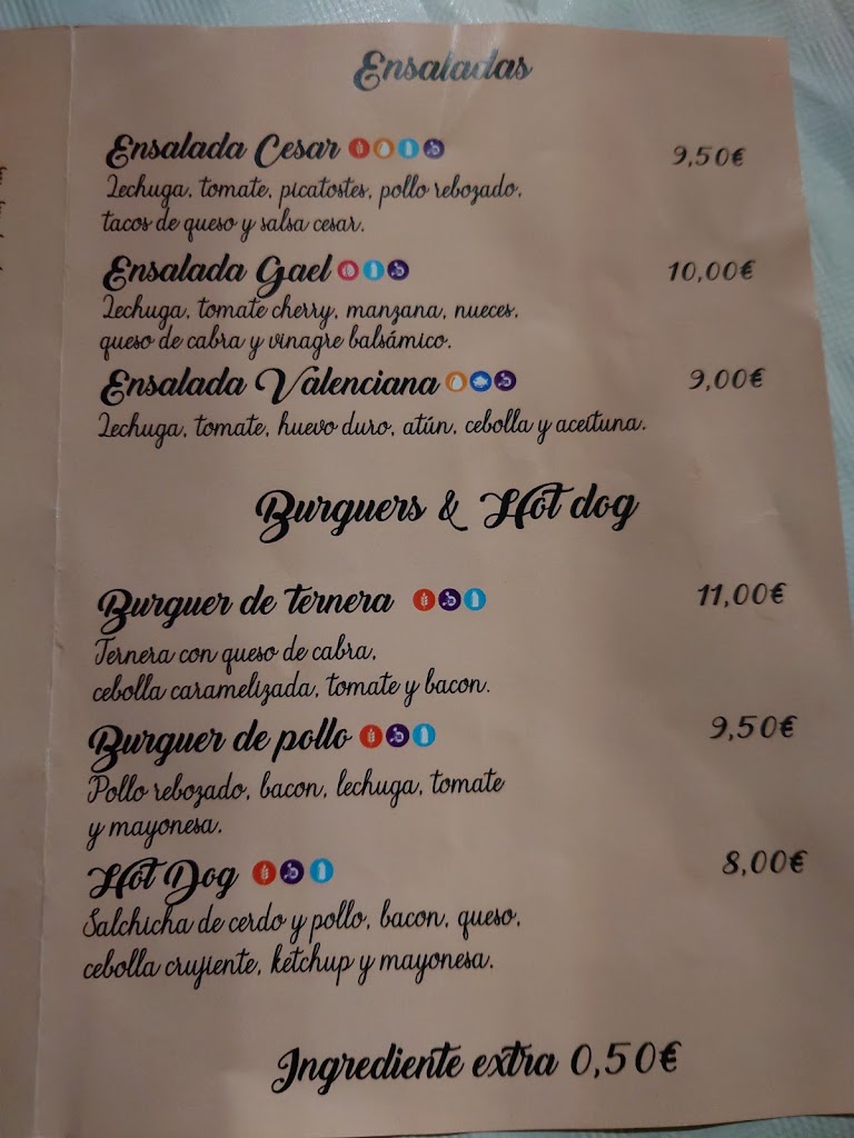 La taberna de Gael — Carta