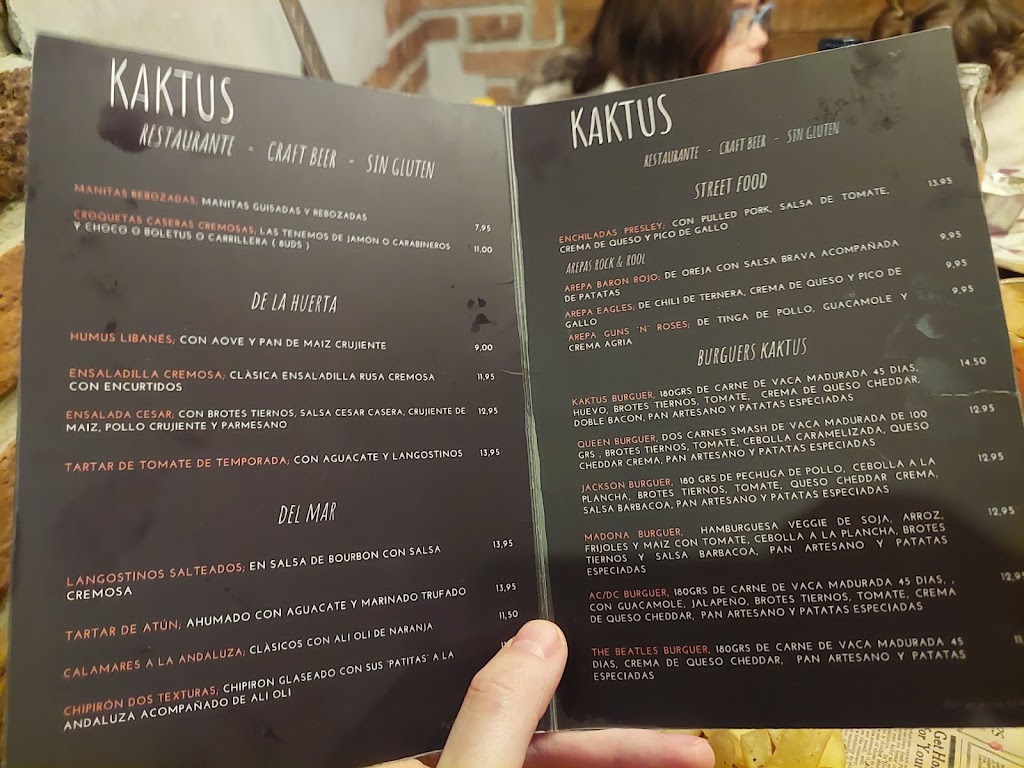 Restaurante KAKTUS — Carta