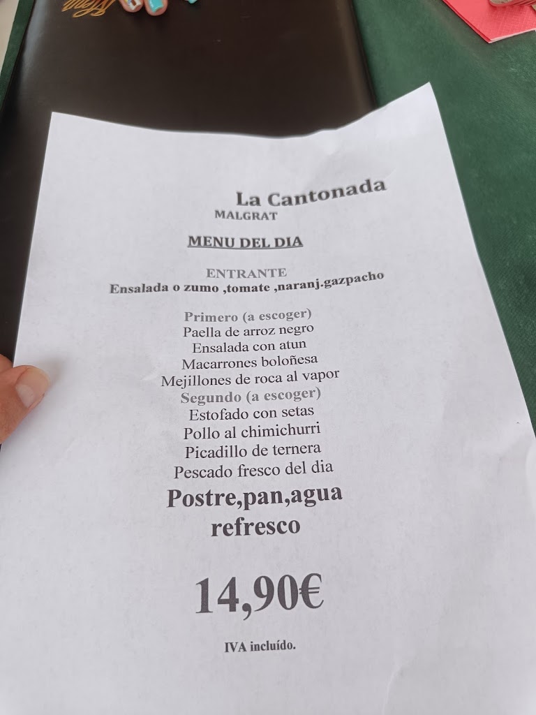Rostisseria La Cantonada — Carta