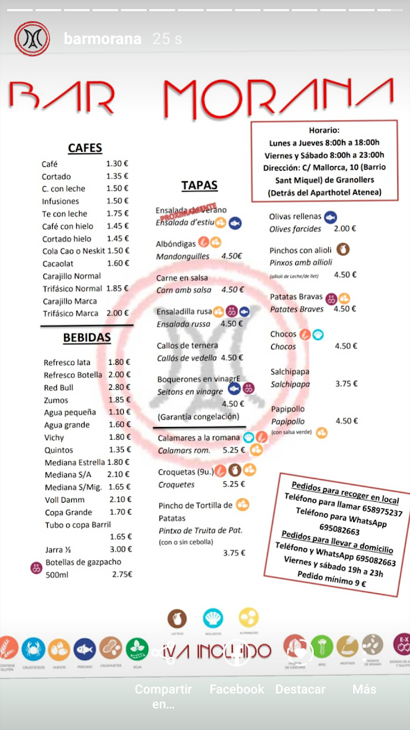 Bar Morana — Carta