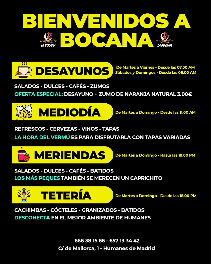 Bar La Bocana Humanes — Carta
