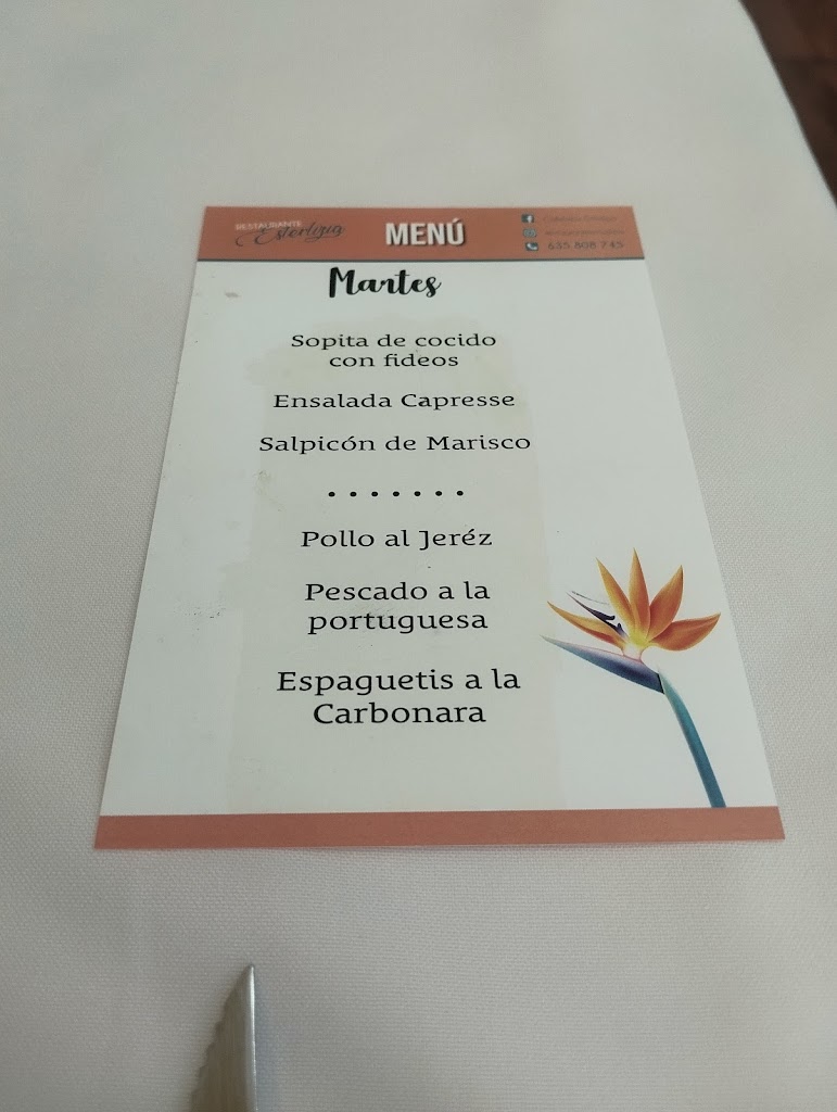 Restaurante Esterlizia — Carta