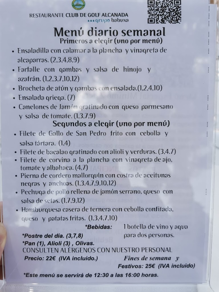 Restaurante Golf Alcanada — Carta