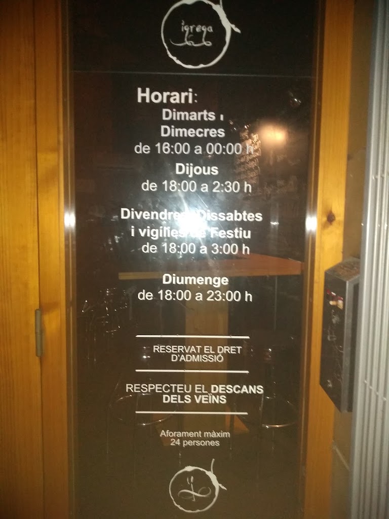 Bar Igrega — Carta
