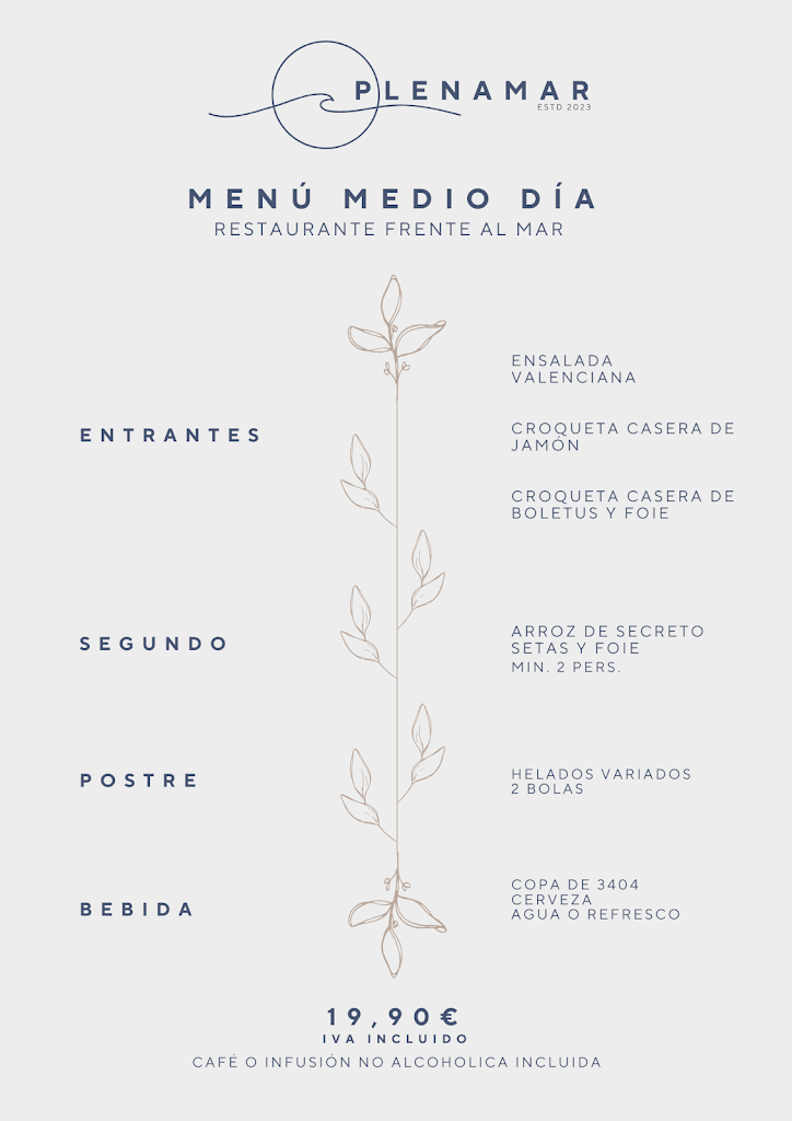 Restaurante Plenamar — Carta