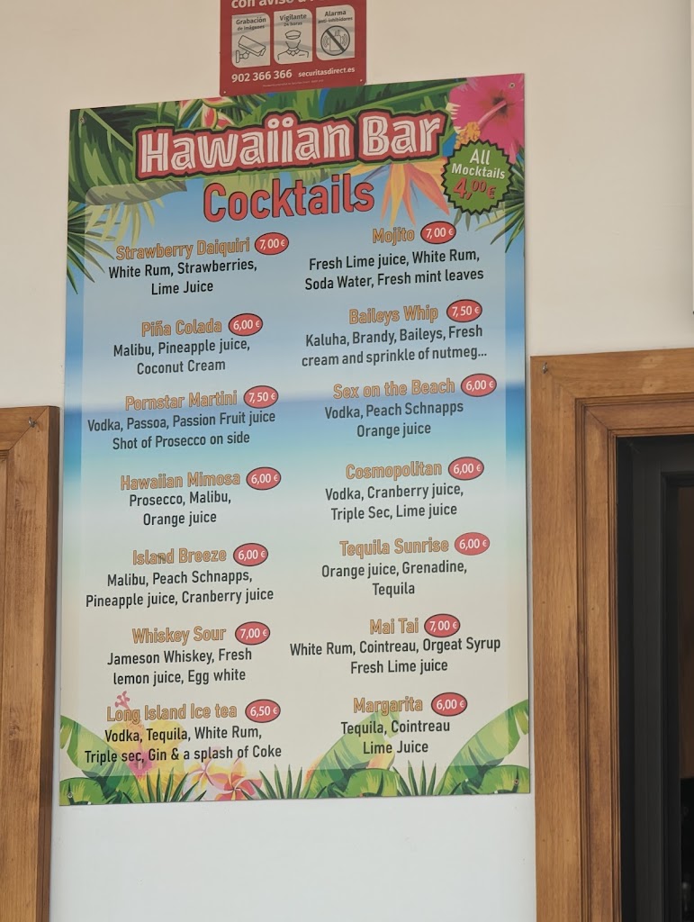 Hawaian Bar — Carta