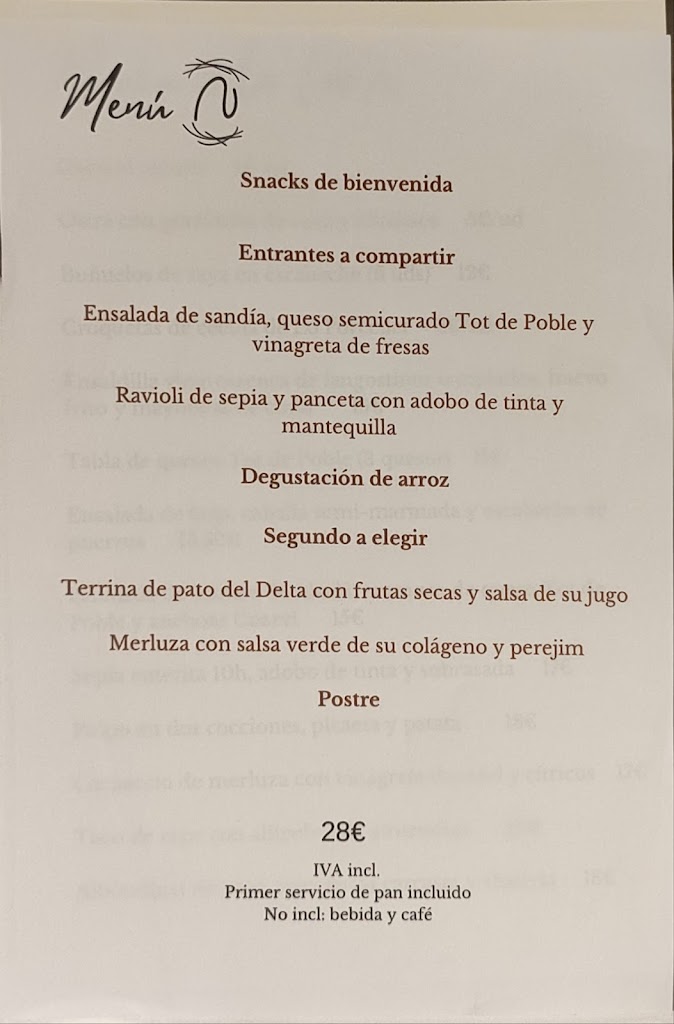 Nadiu Restaurant — Carta