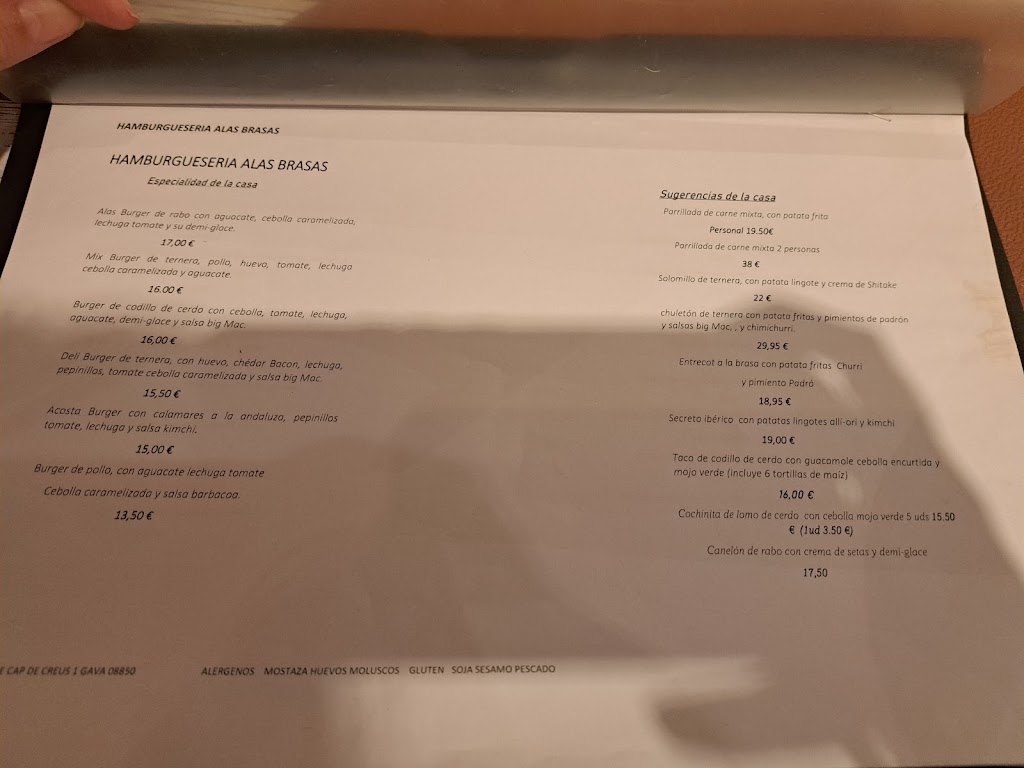 Hamburgueseria Alas Brasas — Carta